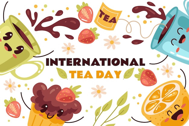 Flat international tea day background