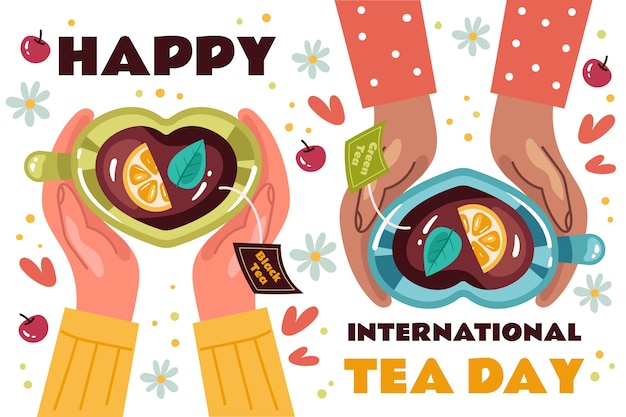 Vettore gratuito sfondo piatto giornata internazionale del tè