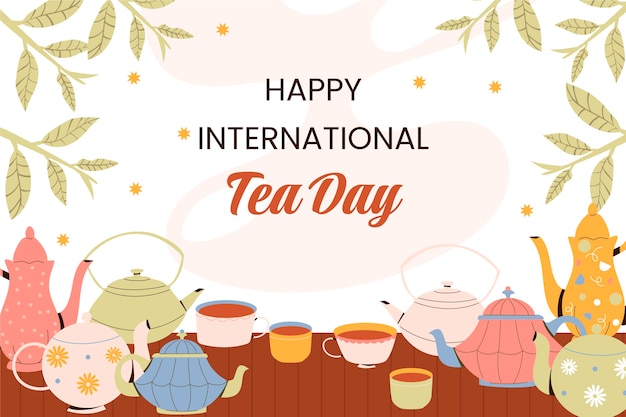 Free vector flat international tea day background