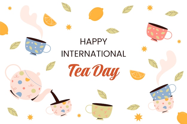 Flat international tea day background