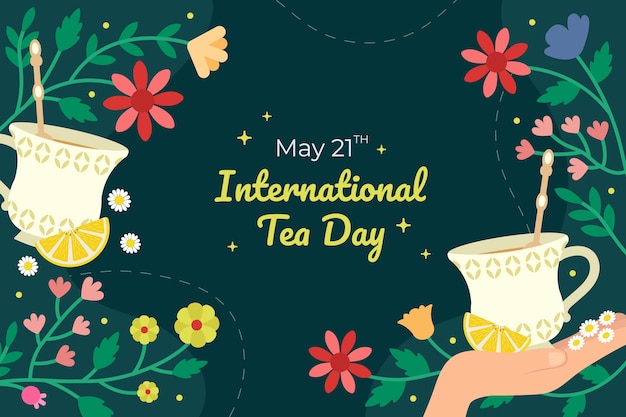 Free vector flat international tea day background