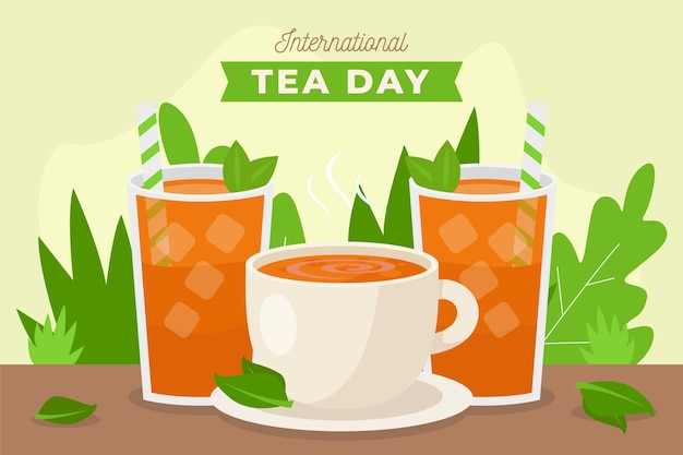 Flat international tea day background