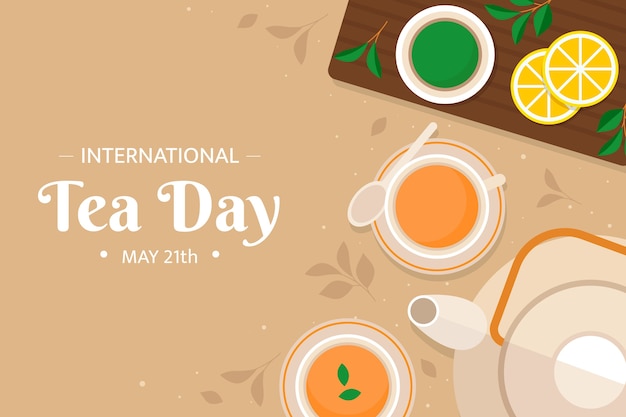 Free vector flat international tea day background