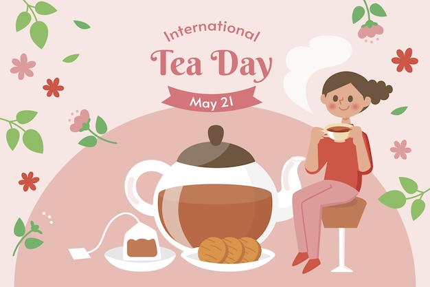 Flat international tea day background