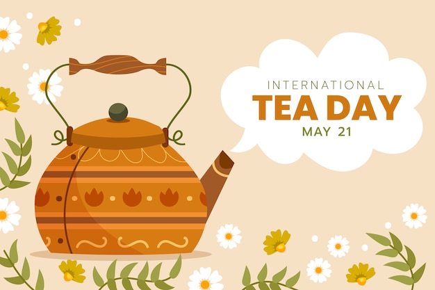 無料ベクター フラットな国際茶の日の背景