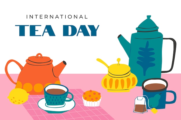 Flat international tea day background