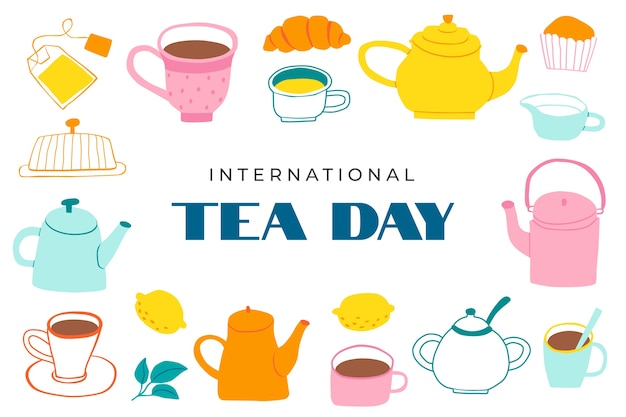 Flat international tea day background