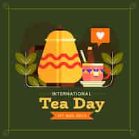 Free vector flat international tea day illustration