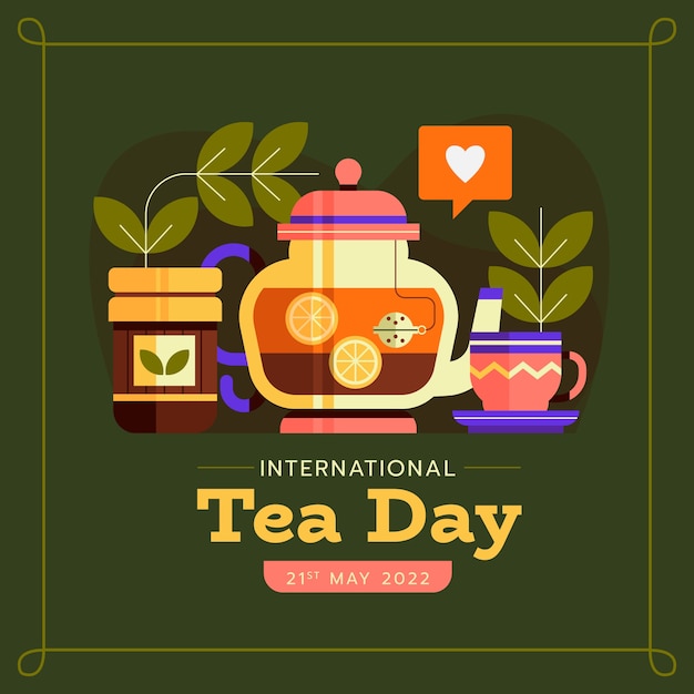 Free vector flat international tea day illustration