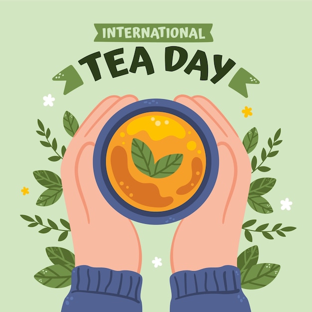 Free vector flat international tea day illustration