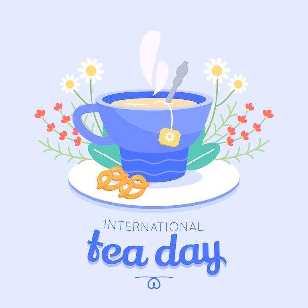 Free vector flat international tea day illustration