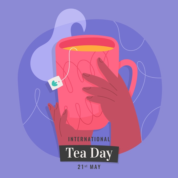 Flat international tea day illustration