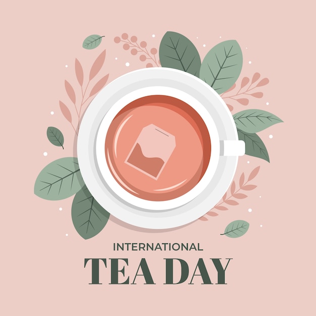 Free vector flat international tea day illustration