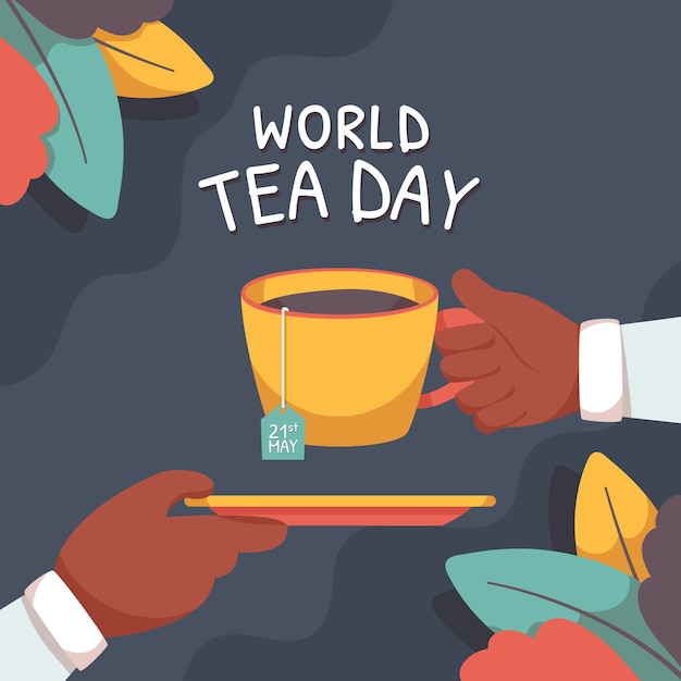 フラット国際茶の日のイラスト