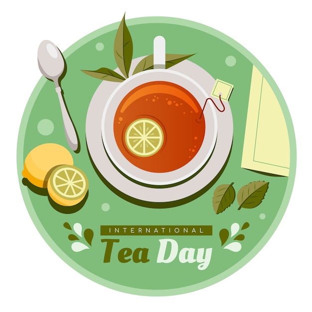 フラット国際茶の日のイラスト