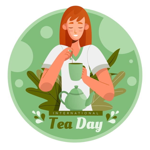 Free vector flat international tea day illustration