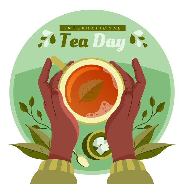フラット国際茶の日のイラスト