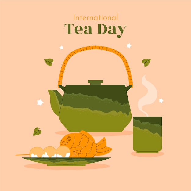 Free vector flat international tea day illustration