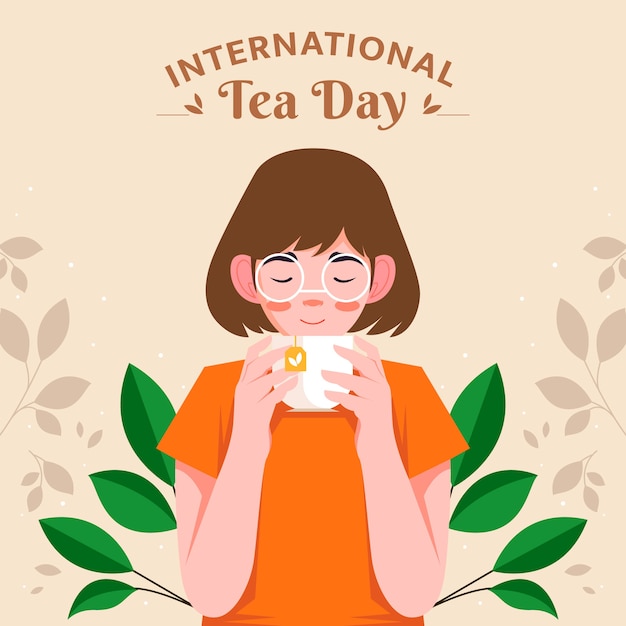 Free vector flat international tea day illustration