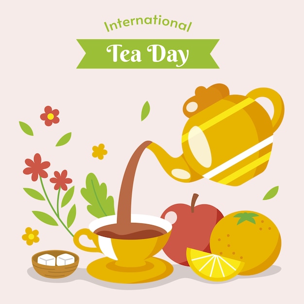 Free vector flat international tea day illustration