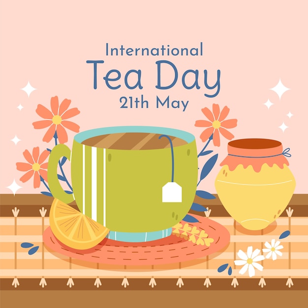 Free vector flat international tea day illustration