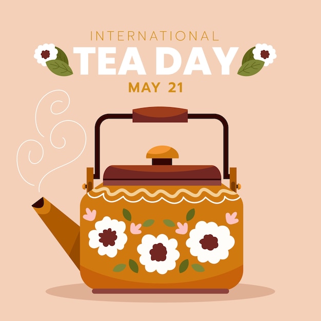 Flat international tea day illustration