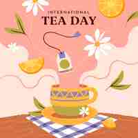 Free vector flat international tea day illustration