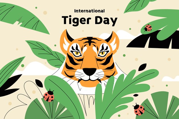 Flat international tiger day background
