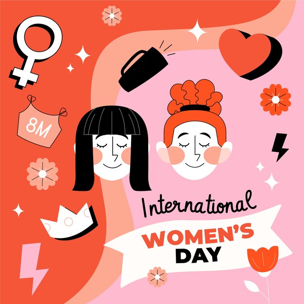 Flat international women's day background