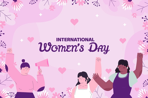 Бесплатное векторное изображение Плоский международный женский день фон