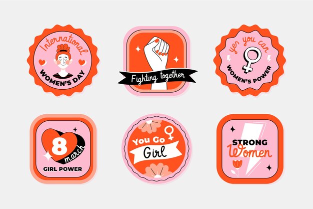 flat international women's day badges collection