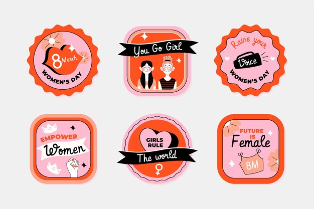 Flat international women's day badges collection