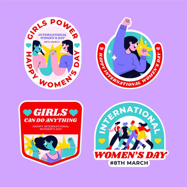 flat international women's day badges collection