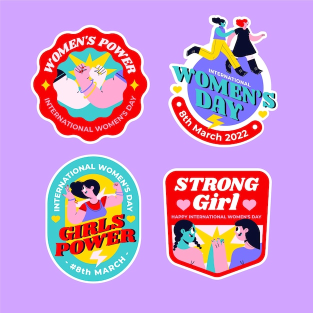 Free vector flat international women's day badges collection