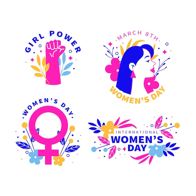 평평한 국제 여성의 날 배지 컬렉션