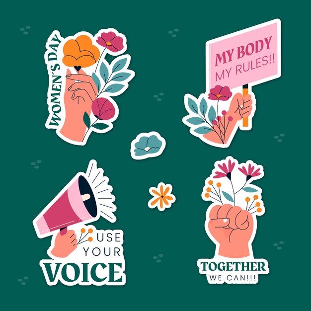 Flat international women's day badges collection
