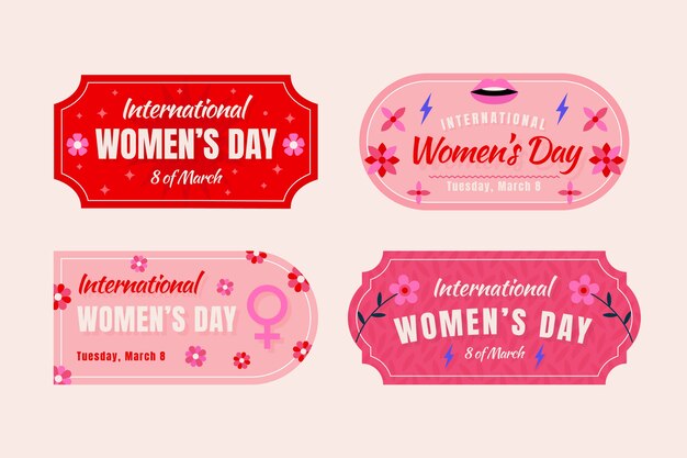 Flat international women's day badges collection