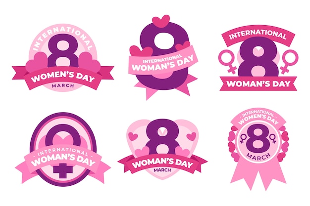 Flat international women's day badges collection