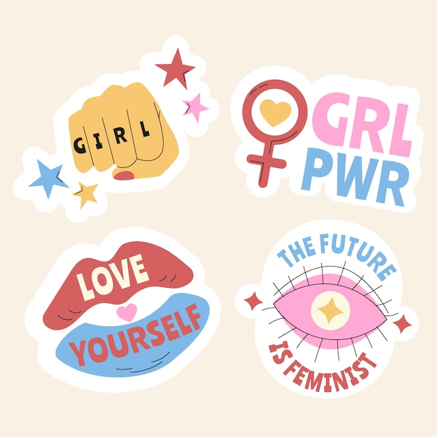 Free vector flat international women's day badges collection