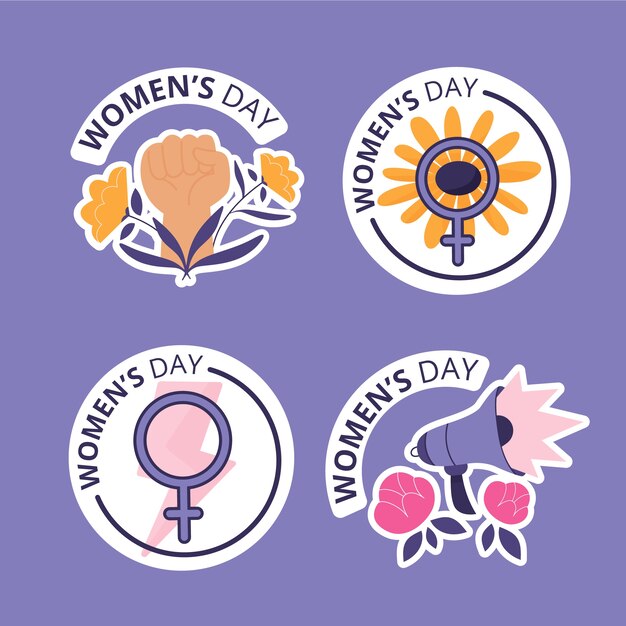 Flat international women's day badges collection