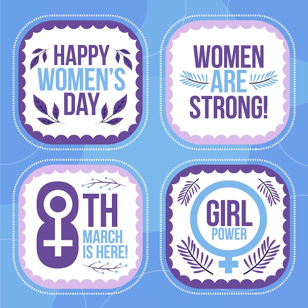 Flat international women's day badges collection