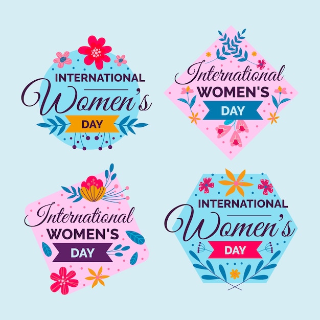 Free vector flat international women's day badges collection