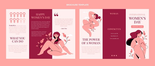 Flat international women's day brochure template
