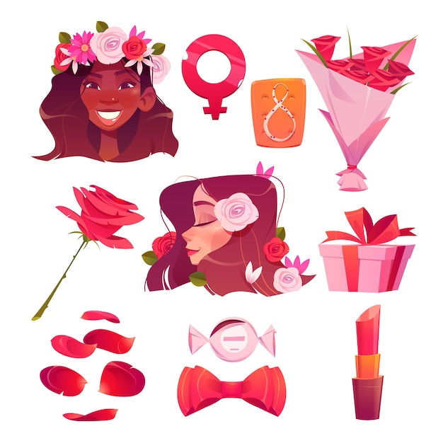 Free vector flat international women's day elements