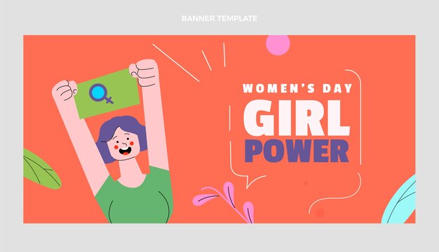 Free vector flat international women's day horizontal banner