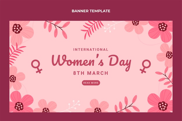 Flat international women's day horizontal banner