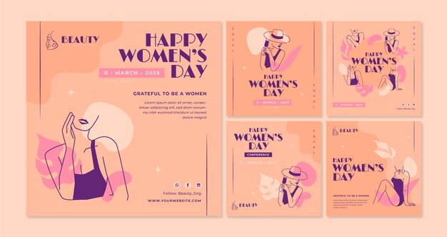평평한 국제 여성의 날 인스타그램 게시물 모음