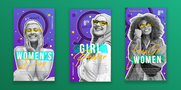 Flat international women's day instagram stories collection