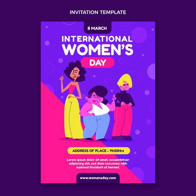 Плоский шаблон приглашения на международный женский день