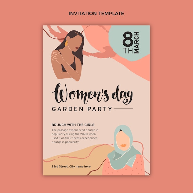 Free vector flat international women's day invitation template